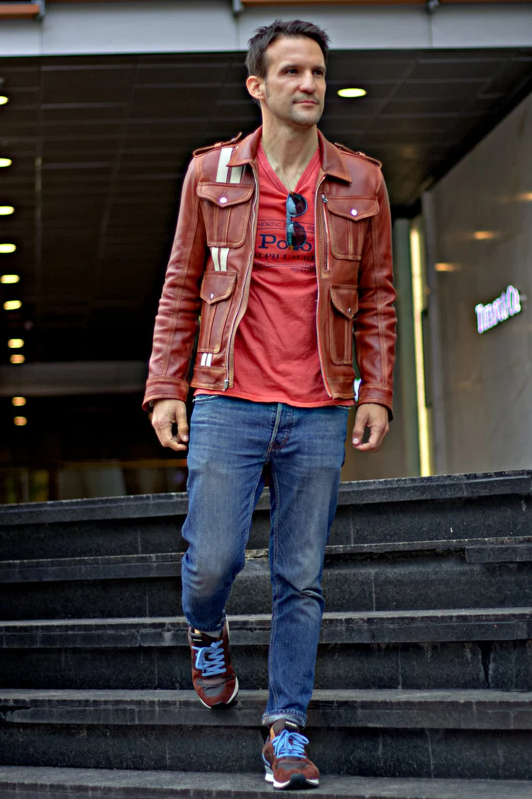 jacob lukas sh leather short retro jacket distressed & beige stripes jacob lukas sh leather short retro jacket distressed & beige stripes
