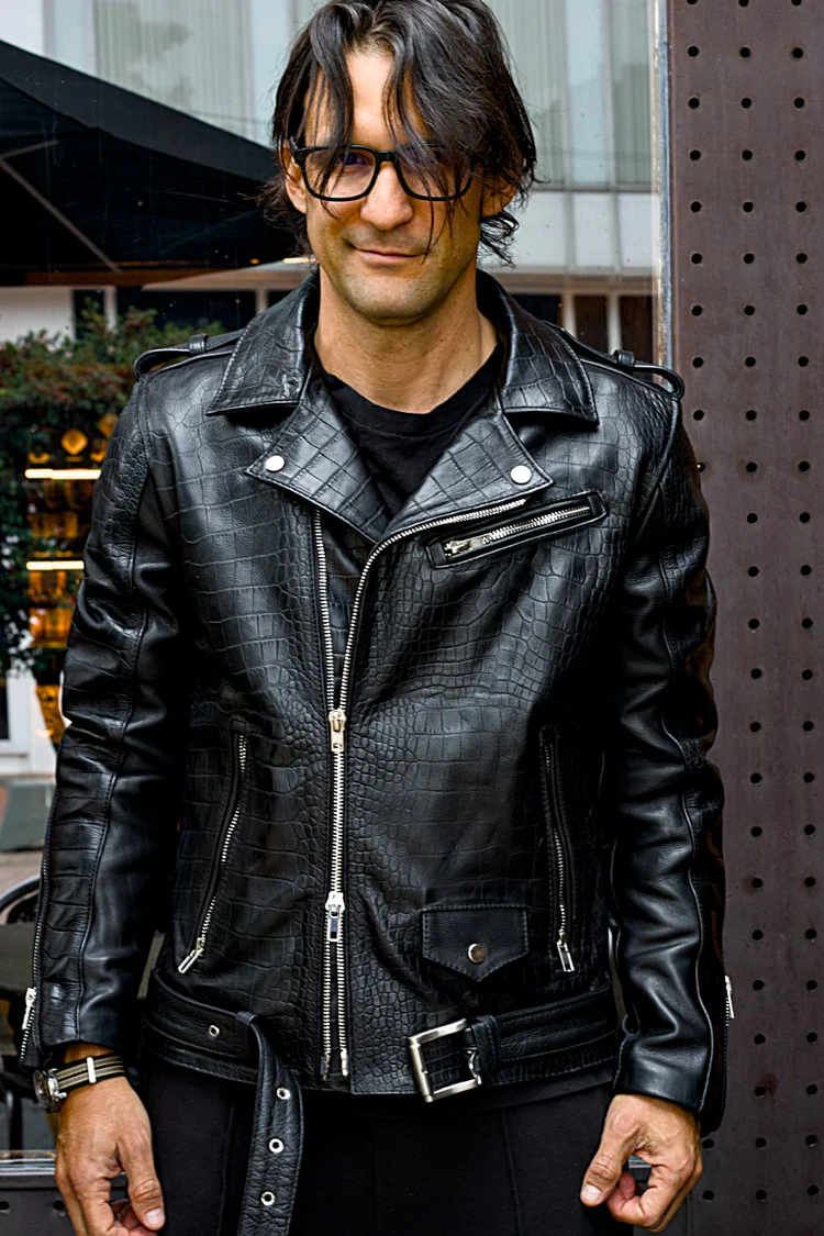 polo embossed leather jacket reptile limited black polo embossed leather jacket reptile limited black