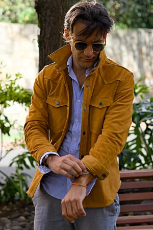 heritage terra suede shirt in a tierra brown color mens otro color