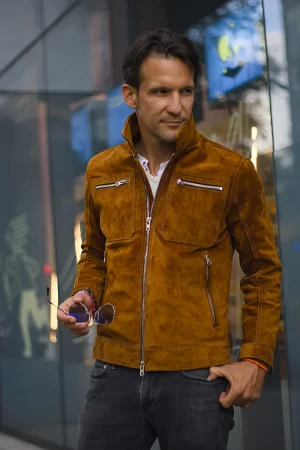 london air jacket in suede ambe