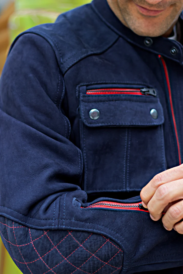 mi6 leather jacket dark blue & orange black zip nubuck suede cargo pockets mi6 leather jacket dark blue & orange black zip nubuck suede cargo pockets