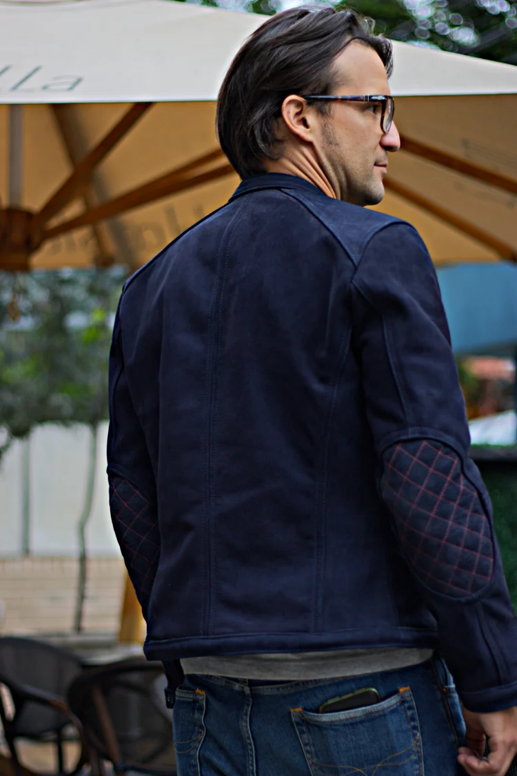 mi6 leather jacket dark blue & orange black zip nubuck suede cargo pockets mi6 leather jacket dark blue & orange black zip nubuck suede cargo pockets
