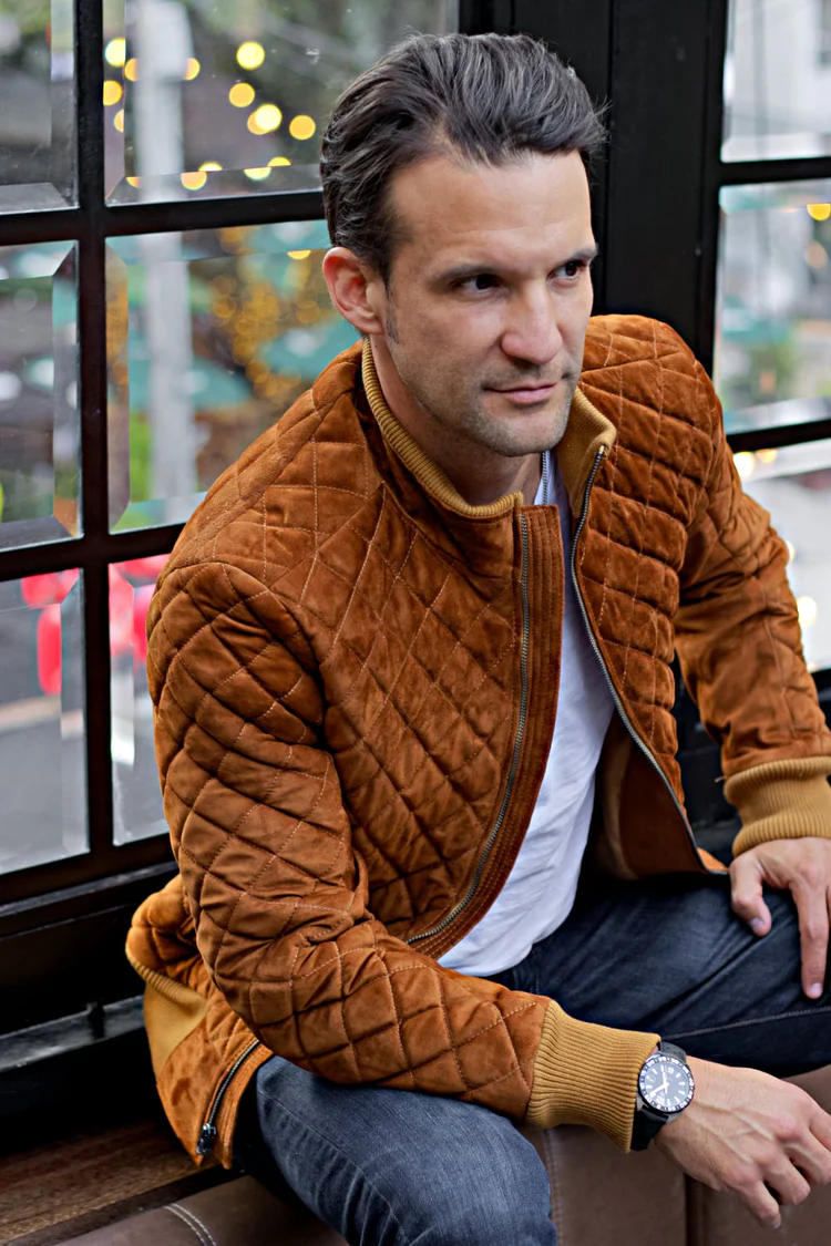 st. petersburg bomber jacket in amber suede st. petersburg bomber jacket in amber suede