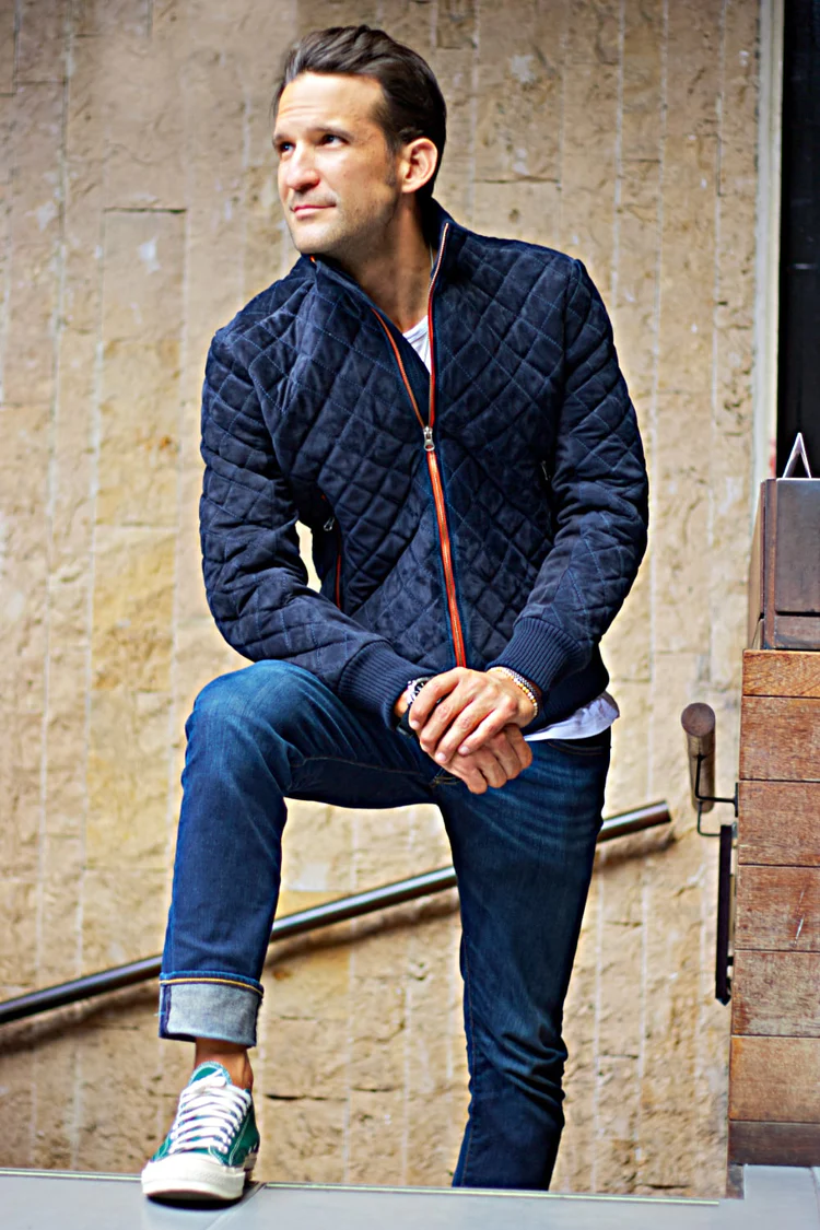 st. petersburg bomber jacket in navy blue suede st. petersburg bomber jacket in navy blue suede