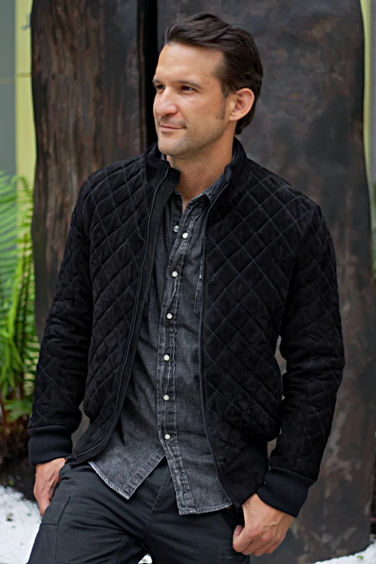 st. petersburg bomber jacket in black suede st. petersburg bomber jacket in black suede