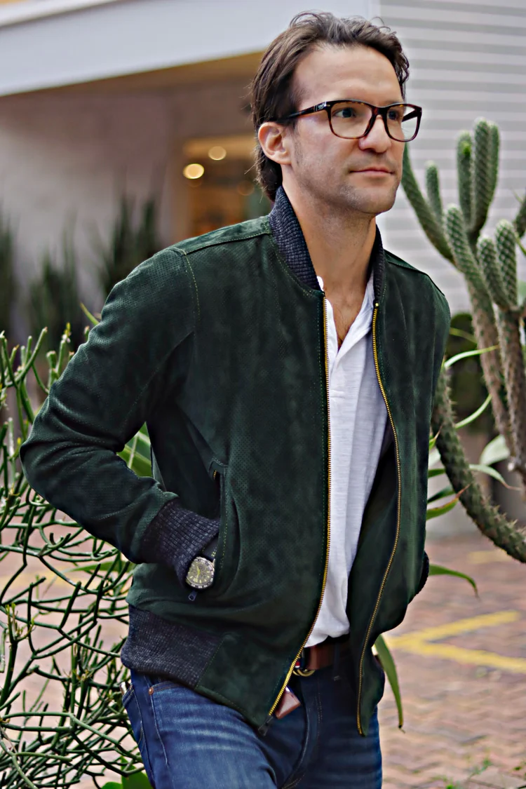 grand prix bomber jacket in perforated suede dark green grand prix bomber jacket in perforated suede dark green