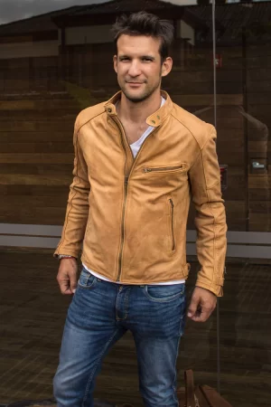 r79 sol leather jacket pre washed tan leather cafe racer