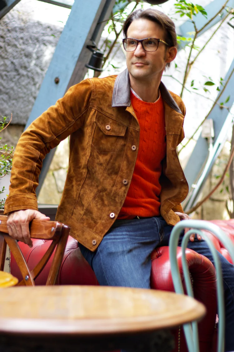 martin ii leather jacket terra brown suede trucker martin ii leather jacket terra brown suede trucker