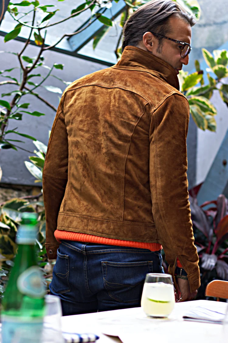 martin ii leather jacket terra brown suede trucker martin ii leather jacket terra brown suede trucker