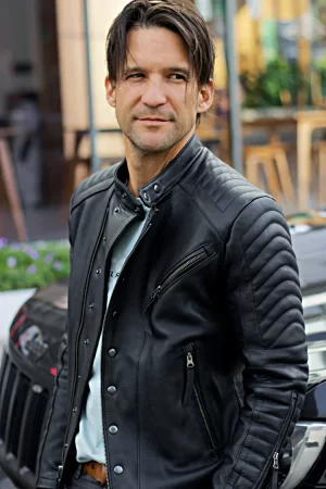 lotus la. leather jacket cafe racer solid black 