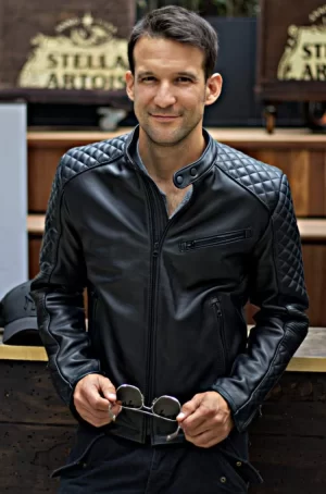 r79 qs limited leather jacket in black uruguayan cowhide quilted