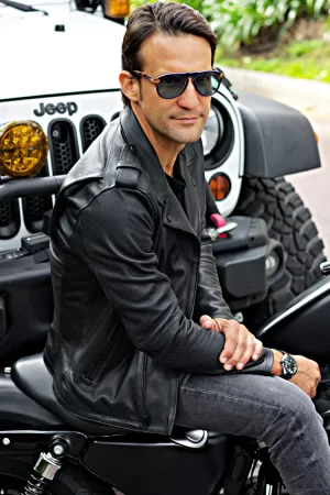 danish rebel leather jacket solid & perforated black 