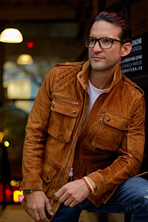 field fr leather jacket terra brown nubuck suede mid length