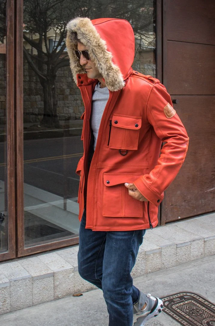 field fr leather jacket rugged napa washed green / contrasted mid length field fr leather jacket rugged napa washed green / contrasted mid length