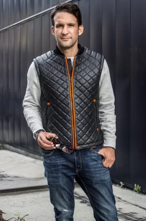 survival leather vest in black