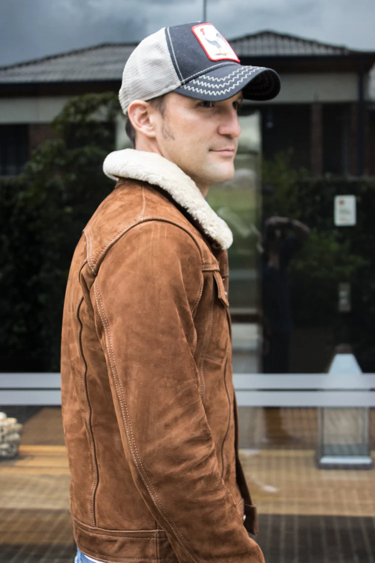 mcdave ax trucker jacket shearling collar in nubuck suede mocha mcdave ax trucker jacket shearling collar in nubuck suede mocha