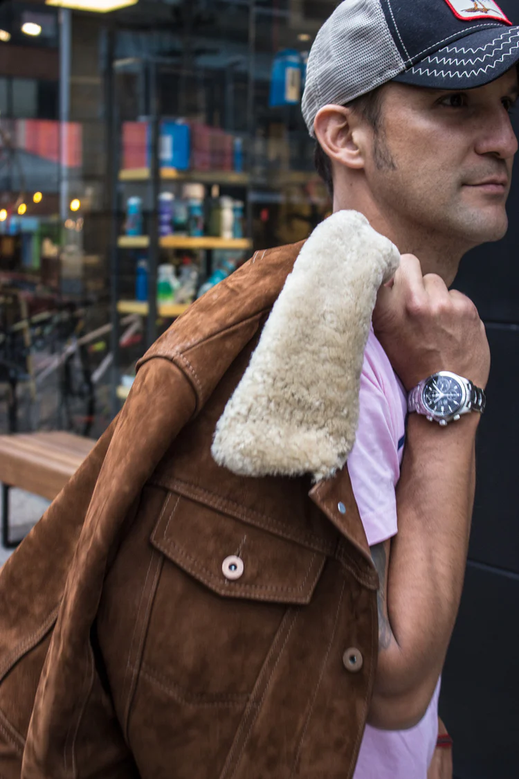 mcdave ax trucker jacket shearling collar in nubuck suede mocha mcdave ax trucker jacket shearling collar in nubuck suede mocha