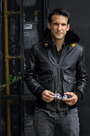 b52 pilot leather jacket distressed black shearling